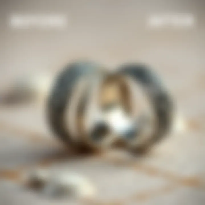 Before and after polishing silver rings