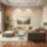 A harmonious living room featuring khaki color accents