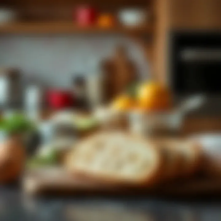 A selection of ingredients for homemade soft bread on a kitchen counter