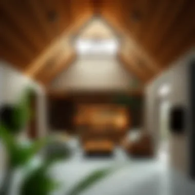 Innovative architecture featuring a low ceiling loft with cozy ambiance