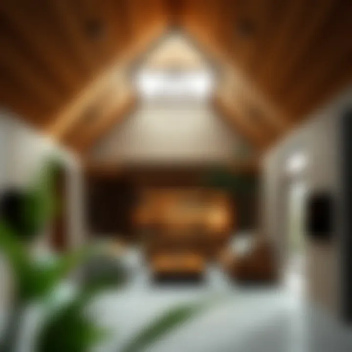 Innovative architecture featuring a low ceiling loft with cozy ambiance