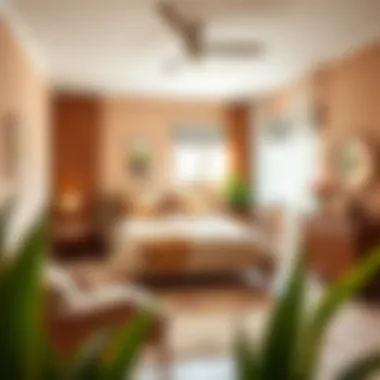 A cozy bedroom with warm earth tones