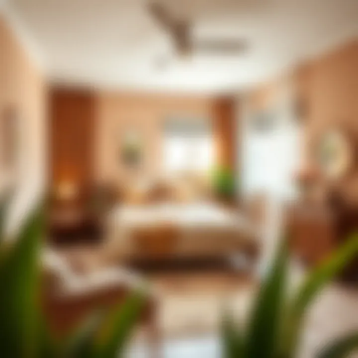 A cozy bedroom with warm earth tones