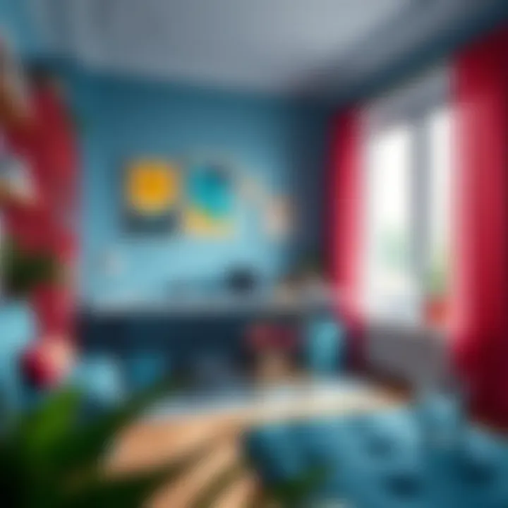 A vibrant home office filled with energizing colors