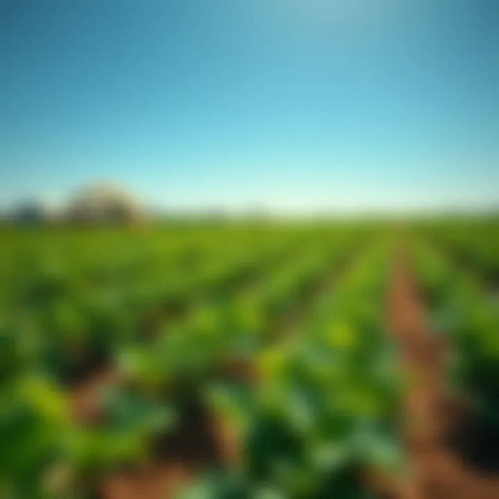 A sunny farm field ideal for growing zucchini