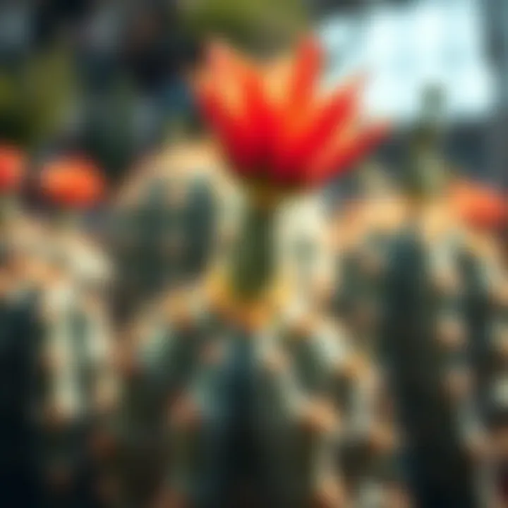 Vibrant cactus flower blooming in sunlight