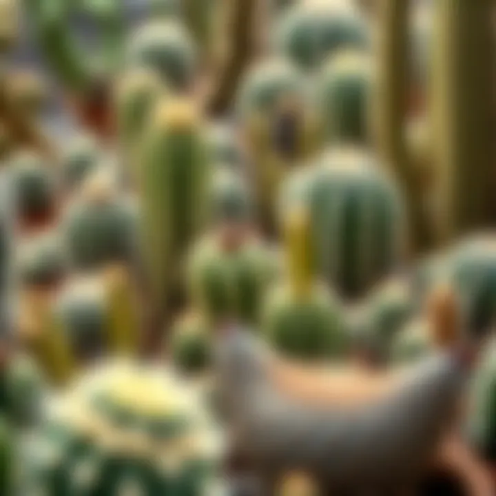 Diverse types of cacti in natural habitat
