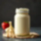A jar of freshly made kefir showcasing its creamy texture