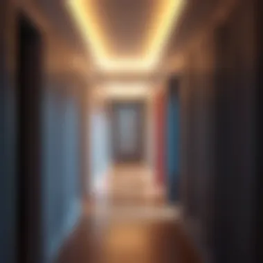 Modern corridor with contrasting trim colors