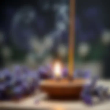 Lavender incense being lit
