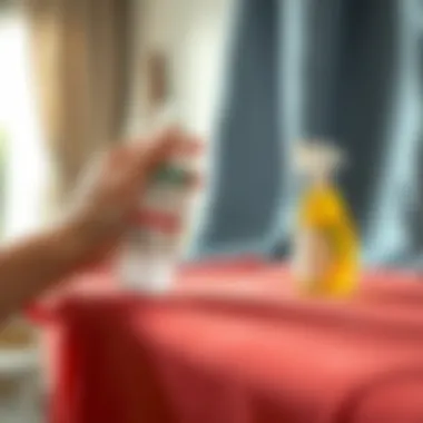 Demonstration of applying a stain remover to fabric