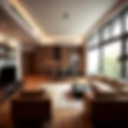 Elegant low ceiling loft design with modern furnishings