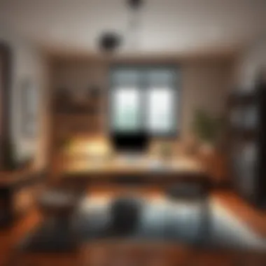 A stylish workspace featuring clean lines and minimal decor