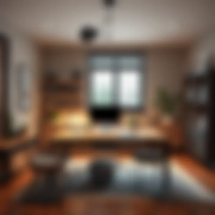 A stylish workspace featuring clean lines and minimal decor