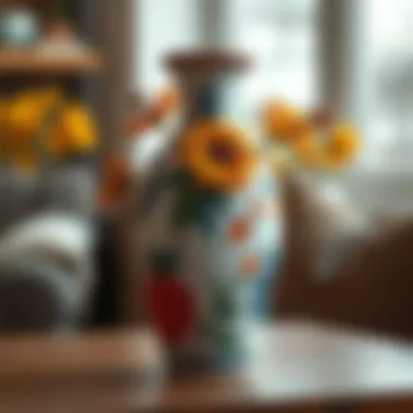 Ceramic vase adorned with oil paint designs