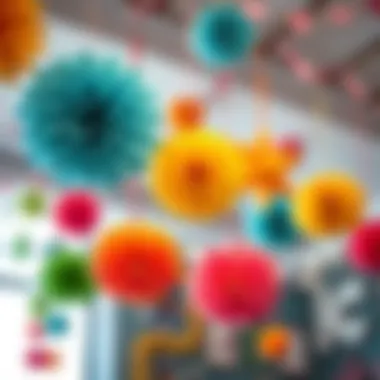 Colorful paper decorations for birthday celebration