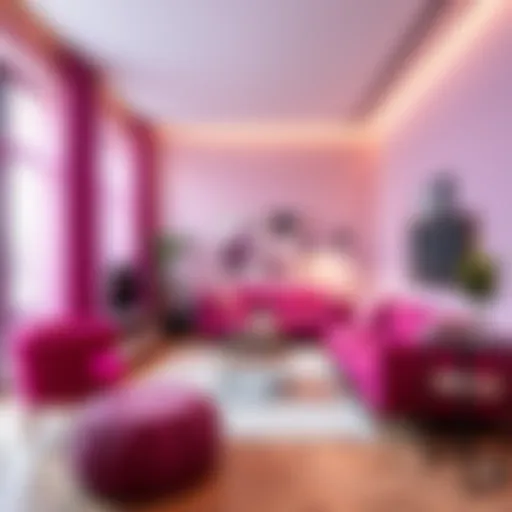 A harmonious blend of pink and purple shades in a modern design setting