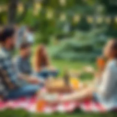 Group of friends enjoying outdoor games during a picnic