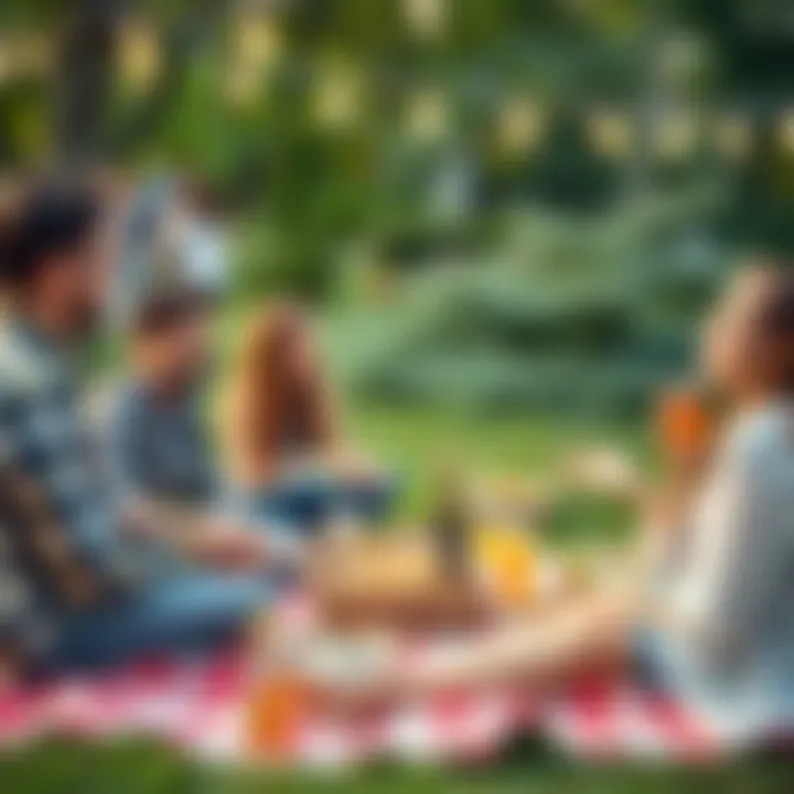 Group of friends enjoying outdoor games during a picnic