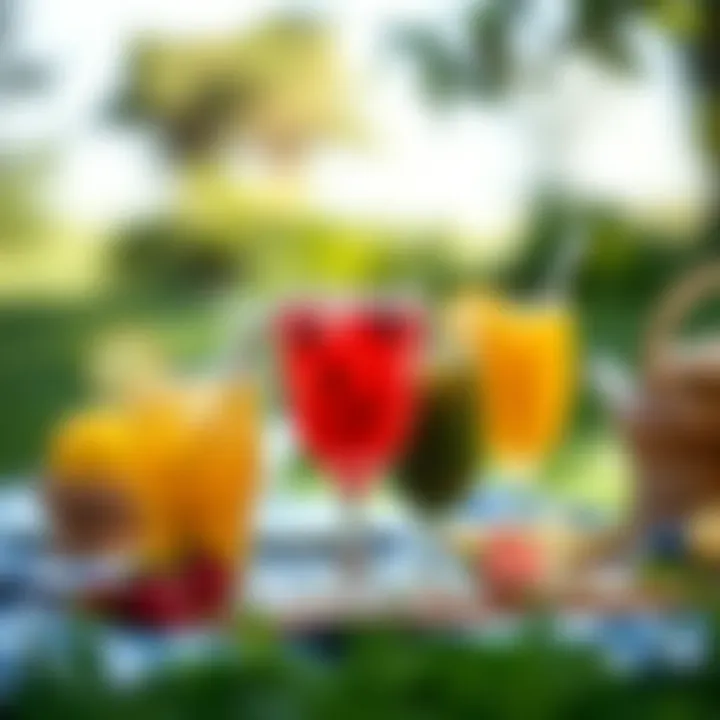 Refreshing beverages in stylish glasses at a picnic