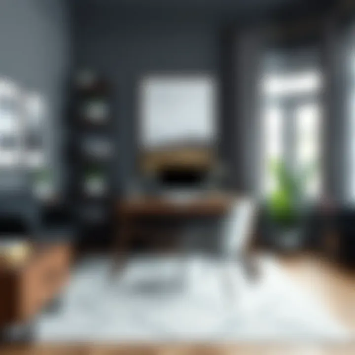 Chic home office featuring a sophisticated gray palette