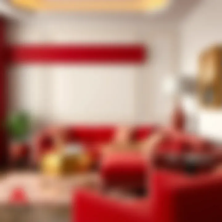 Sophisticated pairing of red with gold accents