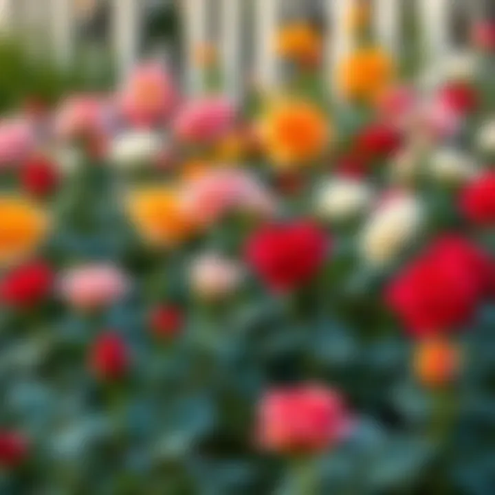 An elegantly arranged garden showcasing diverse rose varieties