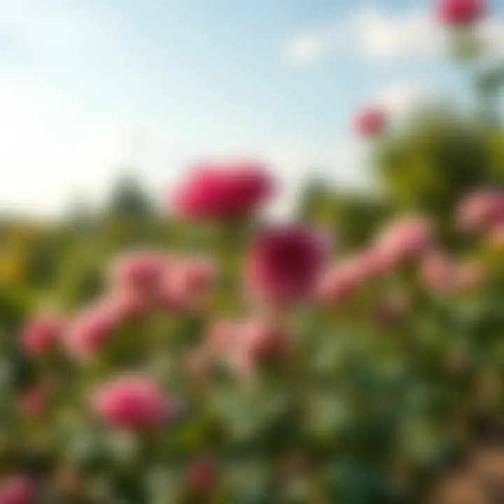 A serene landscape illustrating optimal rose-growing conditions