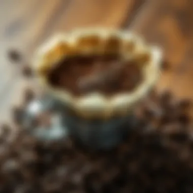 Coffee grounds in a filter