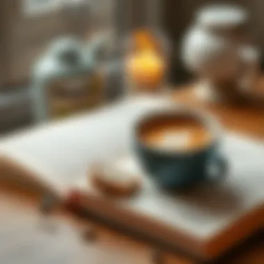 Elegant presentation of coffee with a book