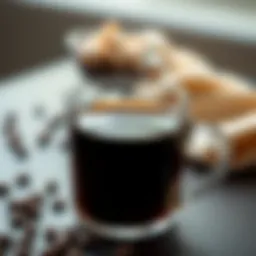 Freshly brewed black coffee in a cup