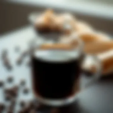 Freshly brewed black coffee in a cup