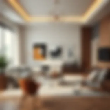 Modern living room with artistic decor elements