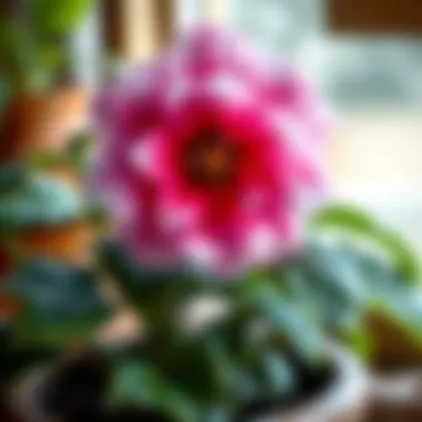 Close-up of a large blooming flower in a pot