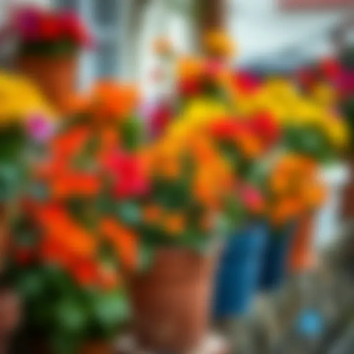 Vibrant potted flowers showcasing a variety of types and colors