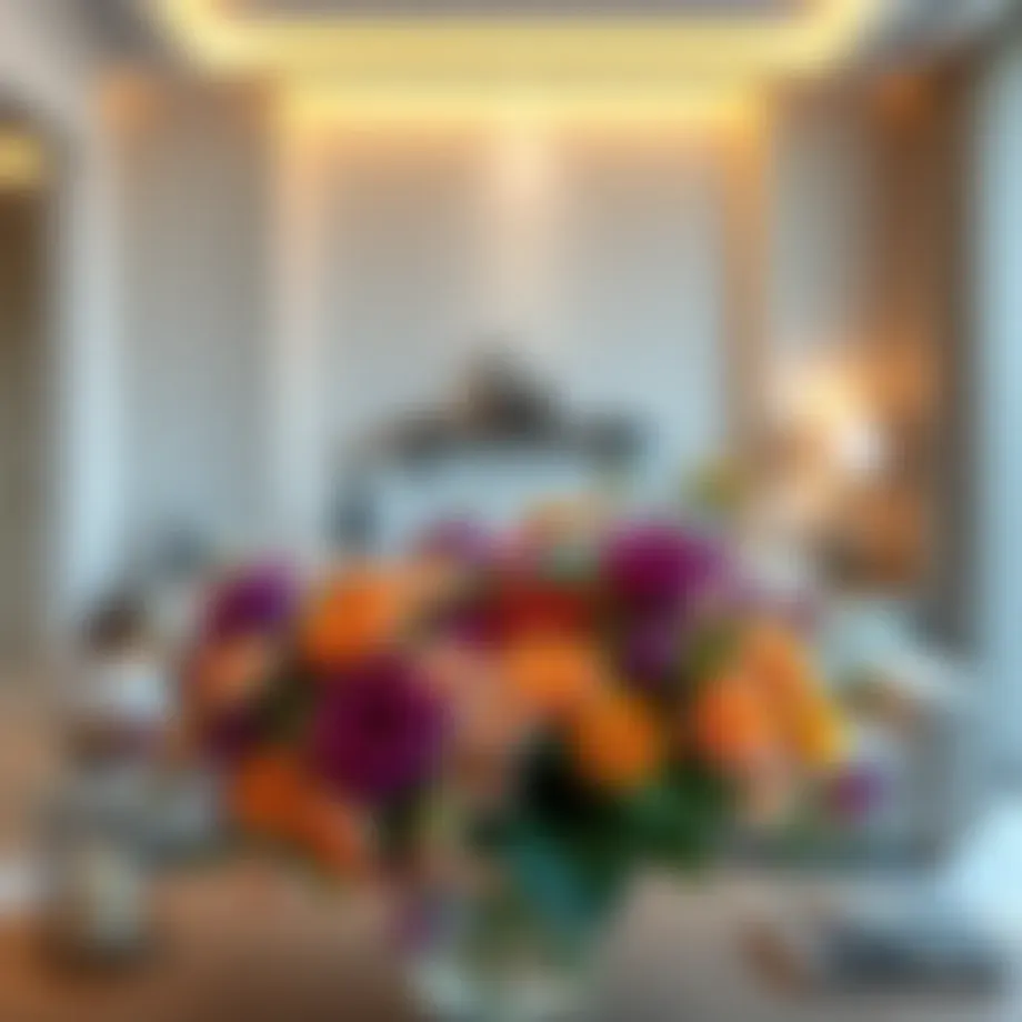 Vibrant living room floral arrangement enhancing ambiance