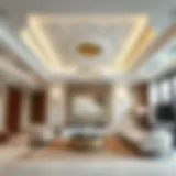 Elegant living room ceiling design with gypsum board