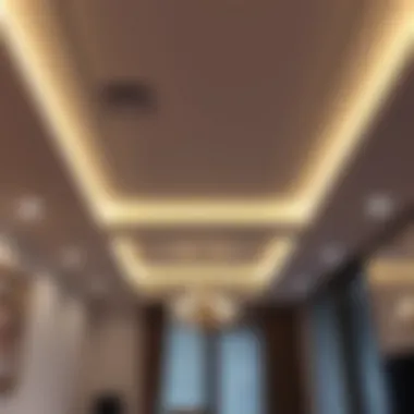 Innovative light fixtures integrated into a gypsum ceiling