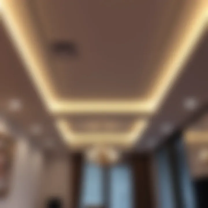 Innovative light fixtures integrated into a gypsum ceiling