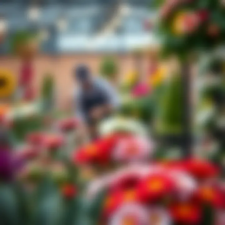 Gardener selecting flowers for an artistic display