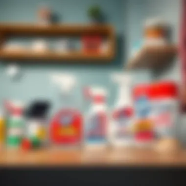 Commercial stain removal products on a shelf