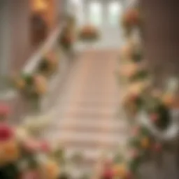 Elegant stair decoration with floral arrangements