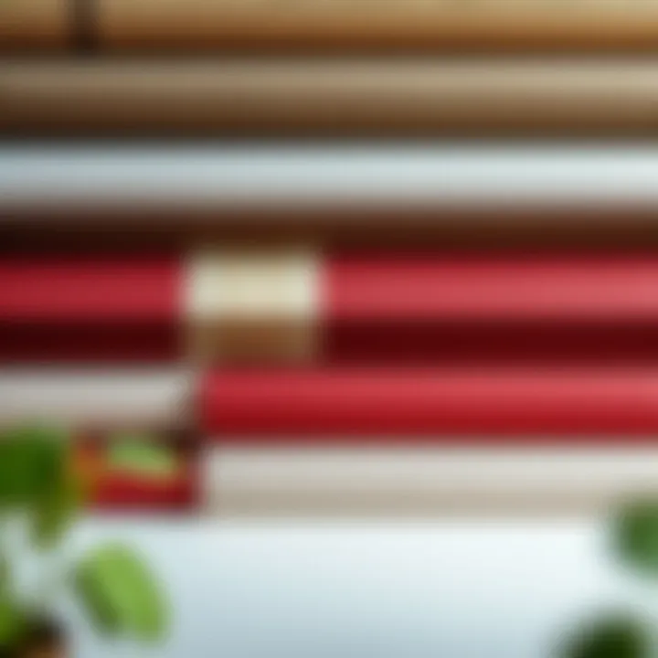 A collection of different roller blind materials displayed together