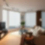 A modern living room featuring clean and elegant roller blinds