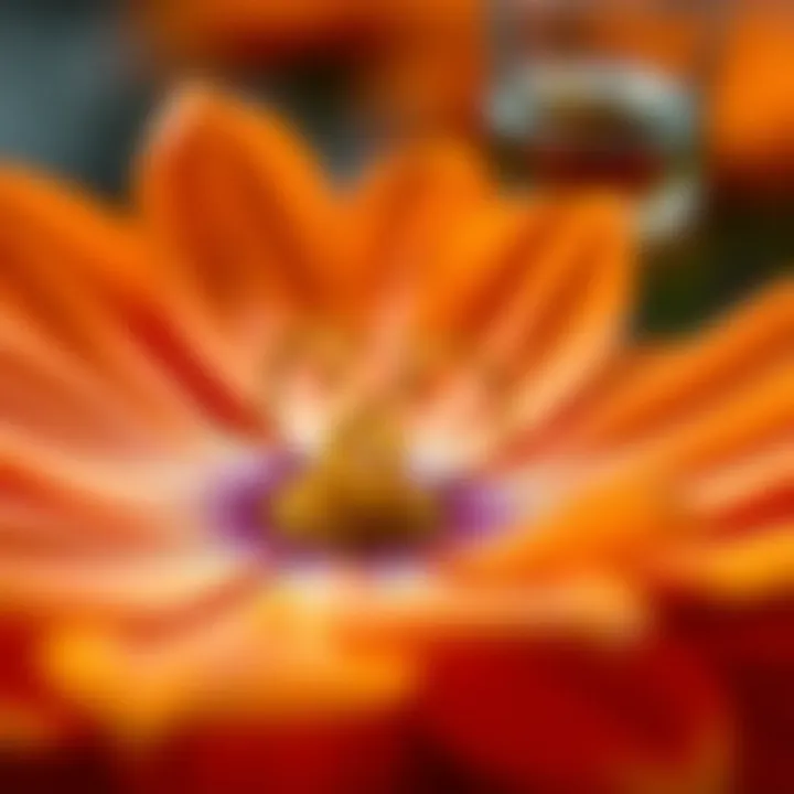 Close-up of the orange holiday flower petals