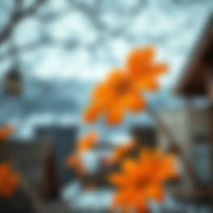 Cultural depiction of the orange holiday flower in art