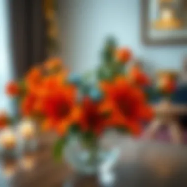 Decorative arrangement featuring the orange holiday flower
