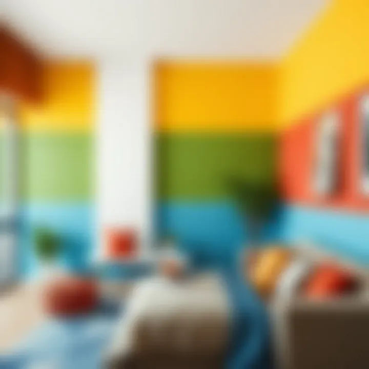 A stunning two-tone wall design showcasing a blend of vibrant colors.