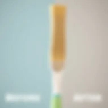 Before and after cleaning a paint stain