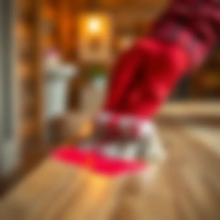 Demonstrating a paint stain removal technique